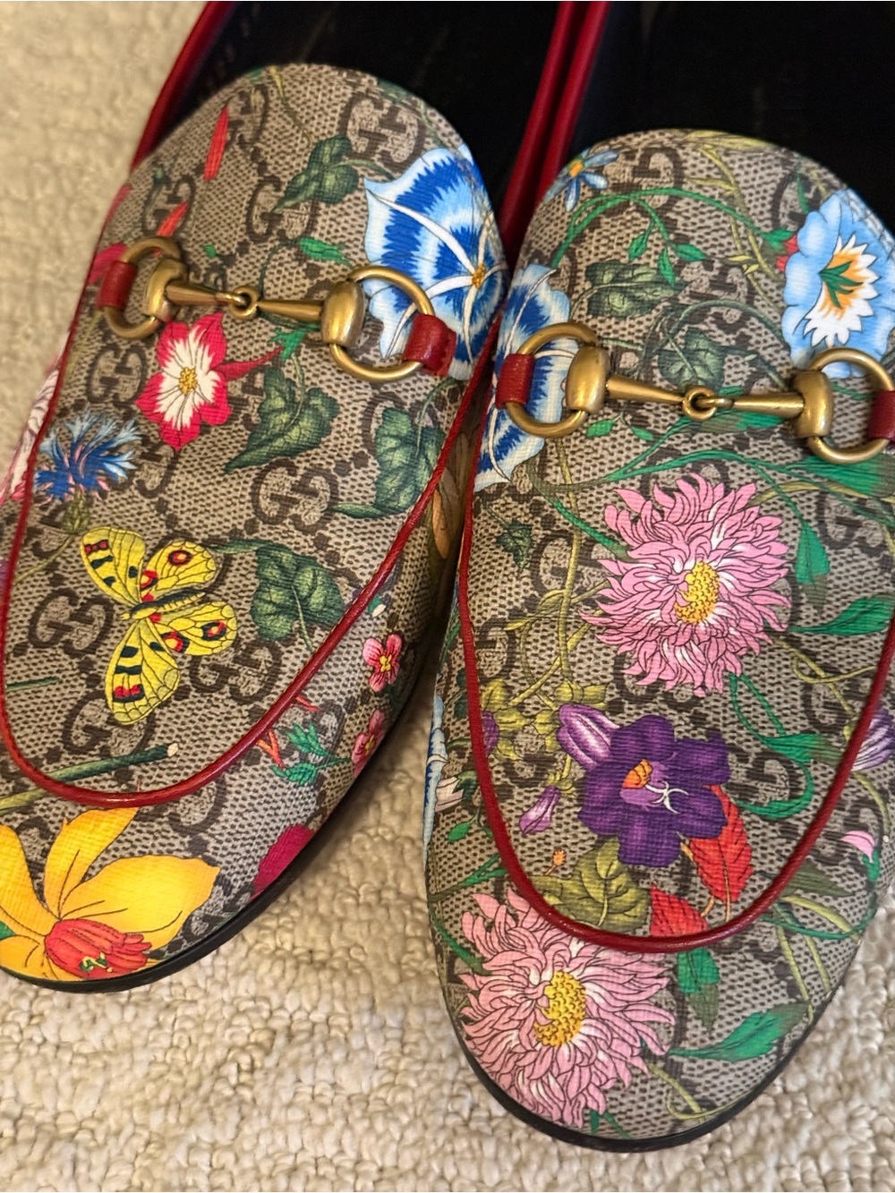Gucci Floral Horsebit Loafers - Red Trim 39 - Picture 5 of 6